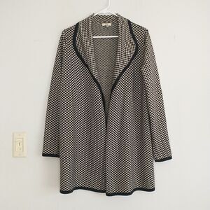 Joie Cardigan Sweater Womens S Black White Chevron Open Front Wool Cashmere